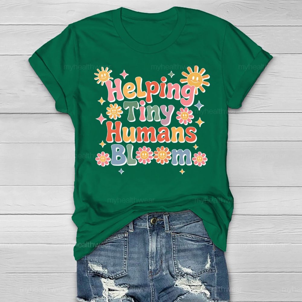 Helping Tiny Humans Bloom Flowers Healthwear T-shirt