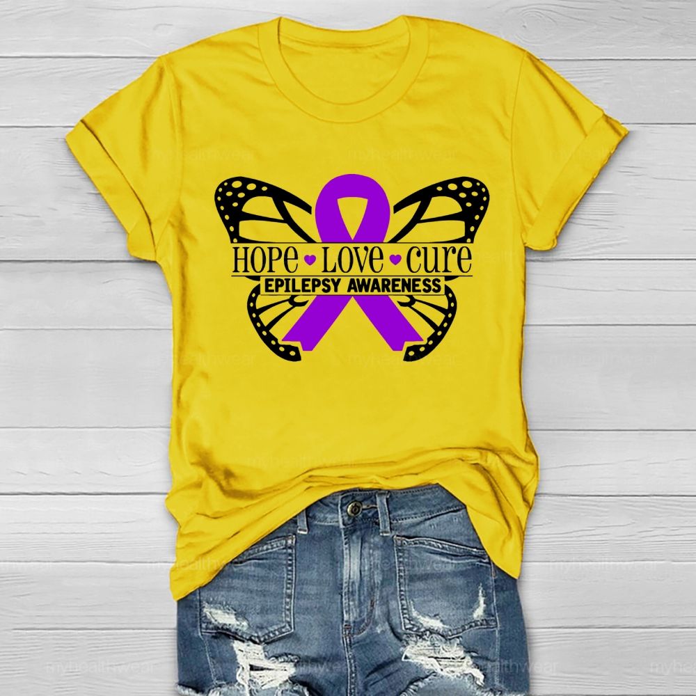 Hope Love Cure Epilepsy Awareness Butterfly Healthwear T-shirt