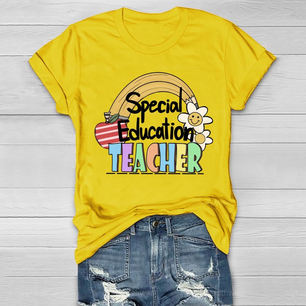 Special Education Teacher Rainbow Apple Healthwear T-shirt