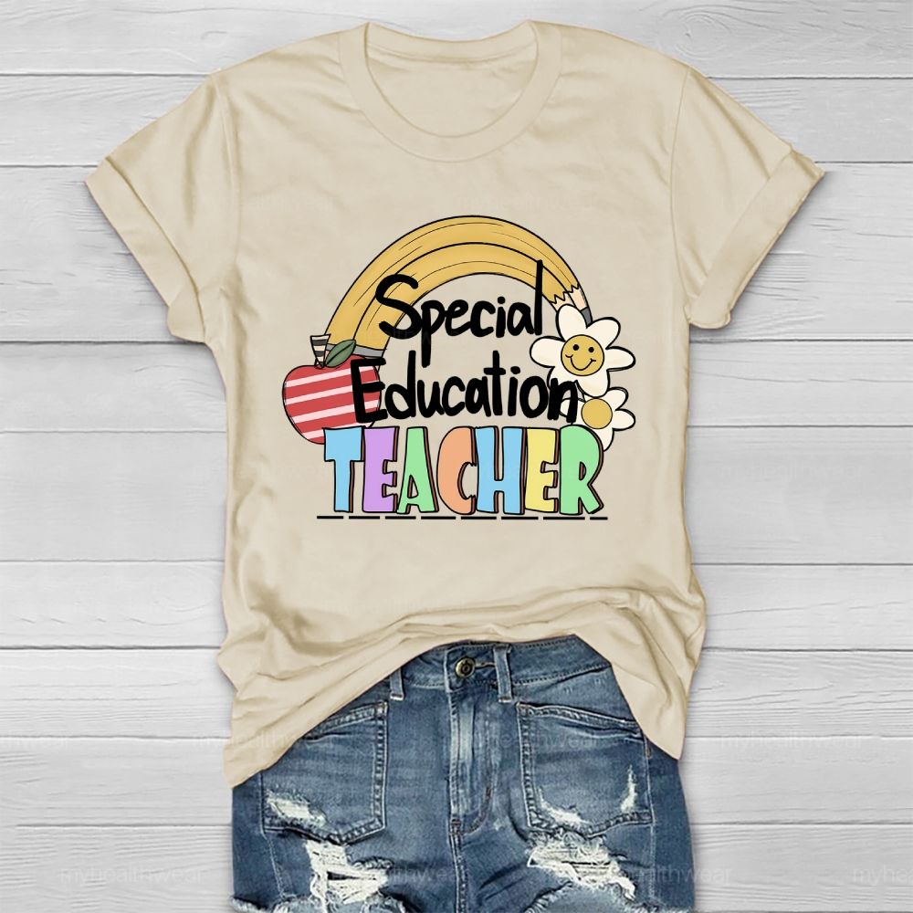 Special Education Teacher Rainbow Apple Healthwear T-shirt