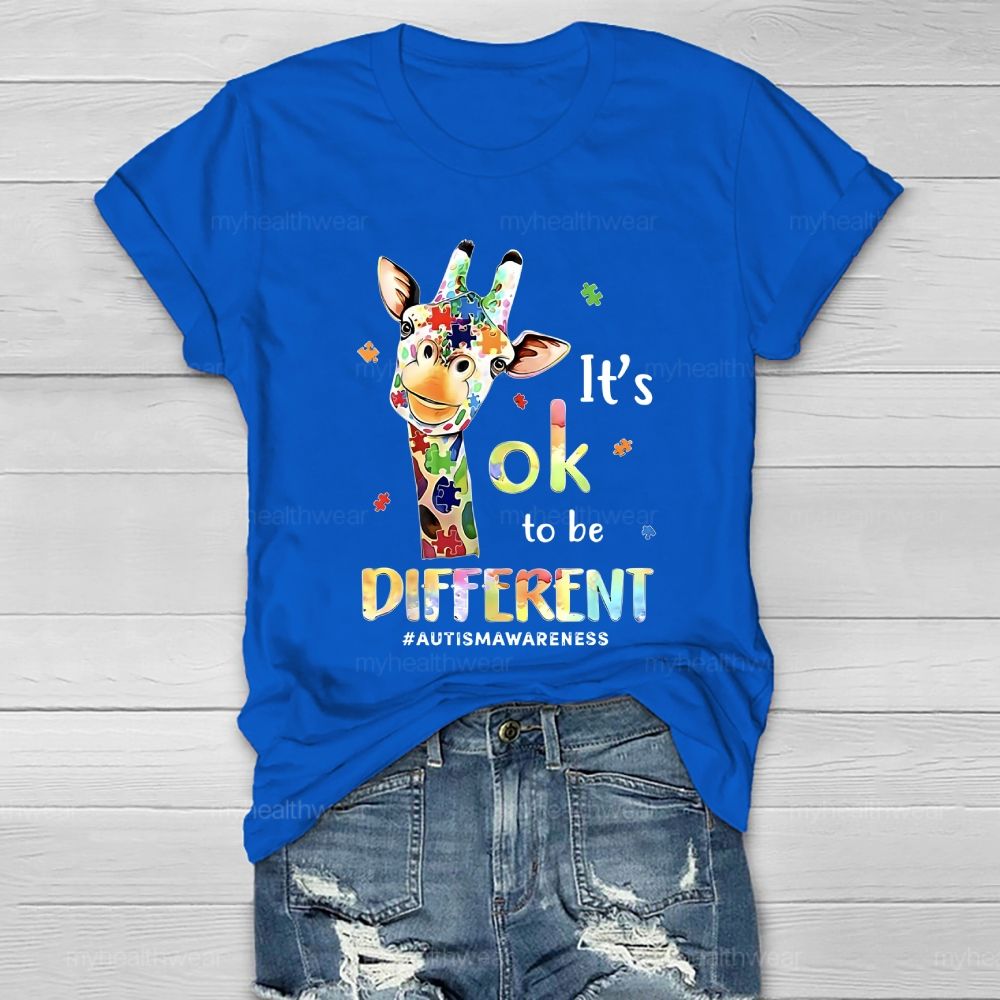 It's Ok To Be Different Autism Awareness Colorful Giraffe Healthwear T-shirt 2512002465