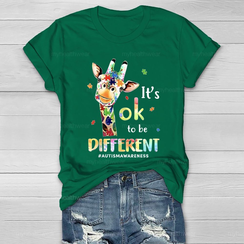 It's Ok To Be Different Autism Awareness Colorful Giraffe Healthwear T-shirt 2512002465