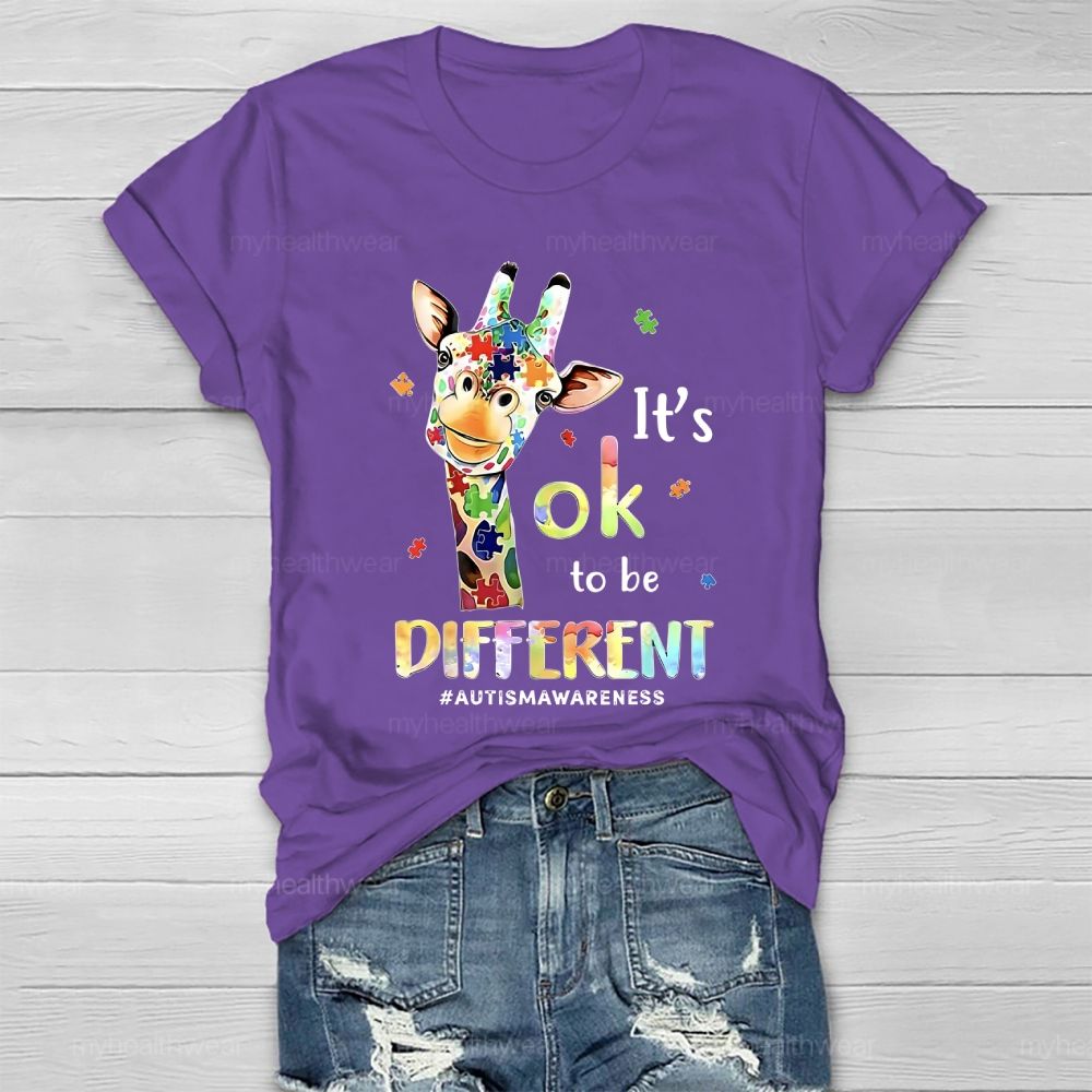 It's Ok To Be Different Autism Awareness Colorful Giraffe Healthwear T-shirt 2512002465