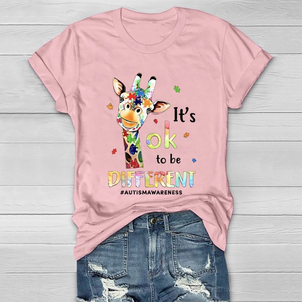 It's Ok To Be Different Autism Awareness Colorful Giraffe Healthwear T-shirt 2512002465
