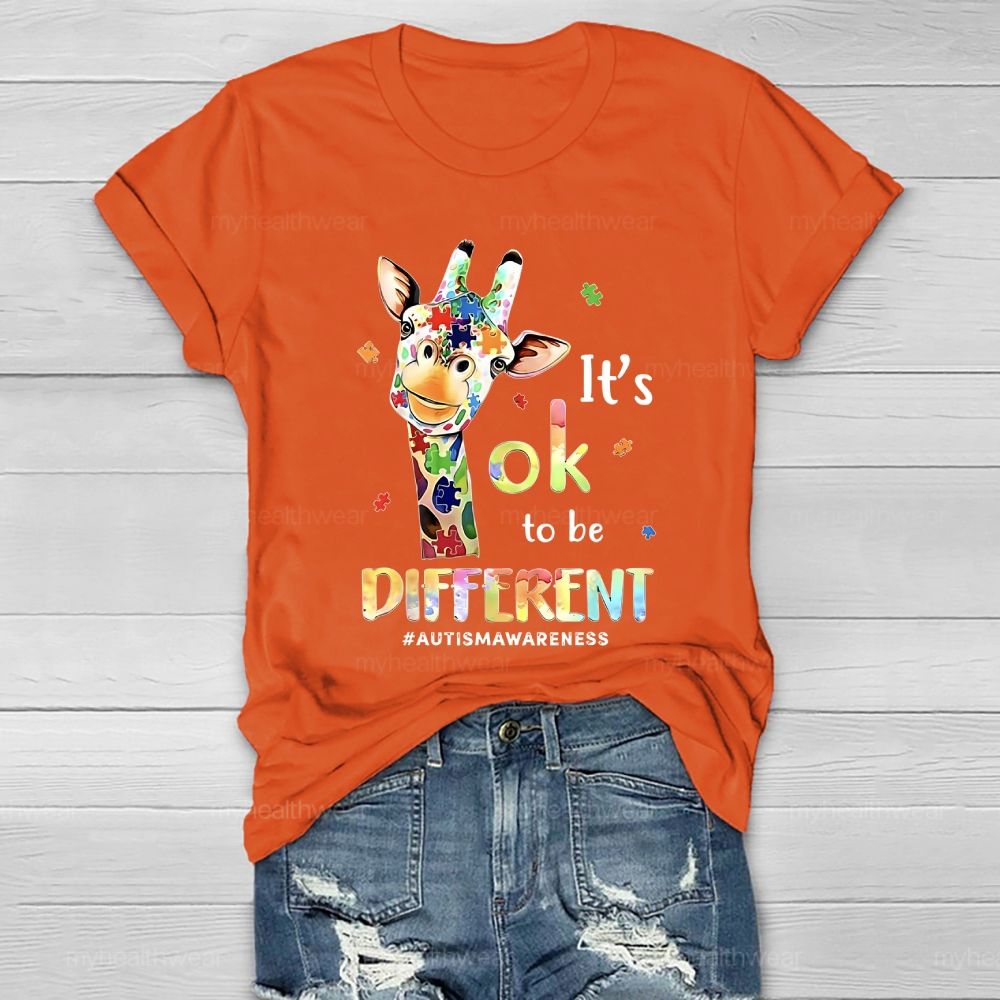 It's Ok To Be Different Autism Awareness Colorful Giraffe Healthwear T-shirt 2512002465