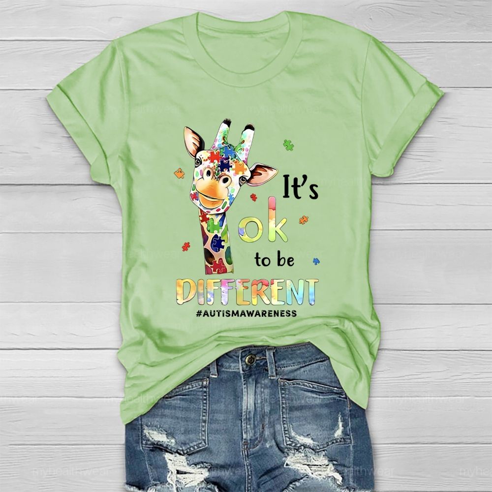 It's Ok To Be Different Autism Awareness Colorful Giraffe Healthwear T-shirt 2512002465