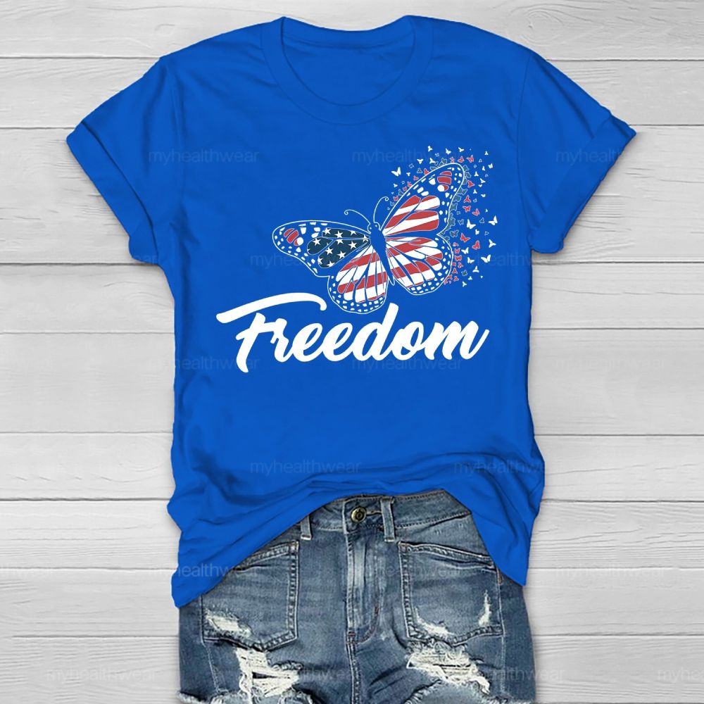 Freedom Butterfly Flag Healthwear T-shirt