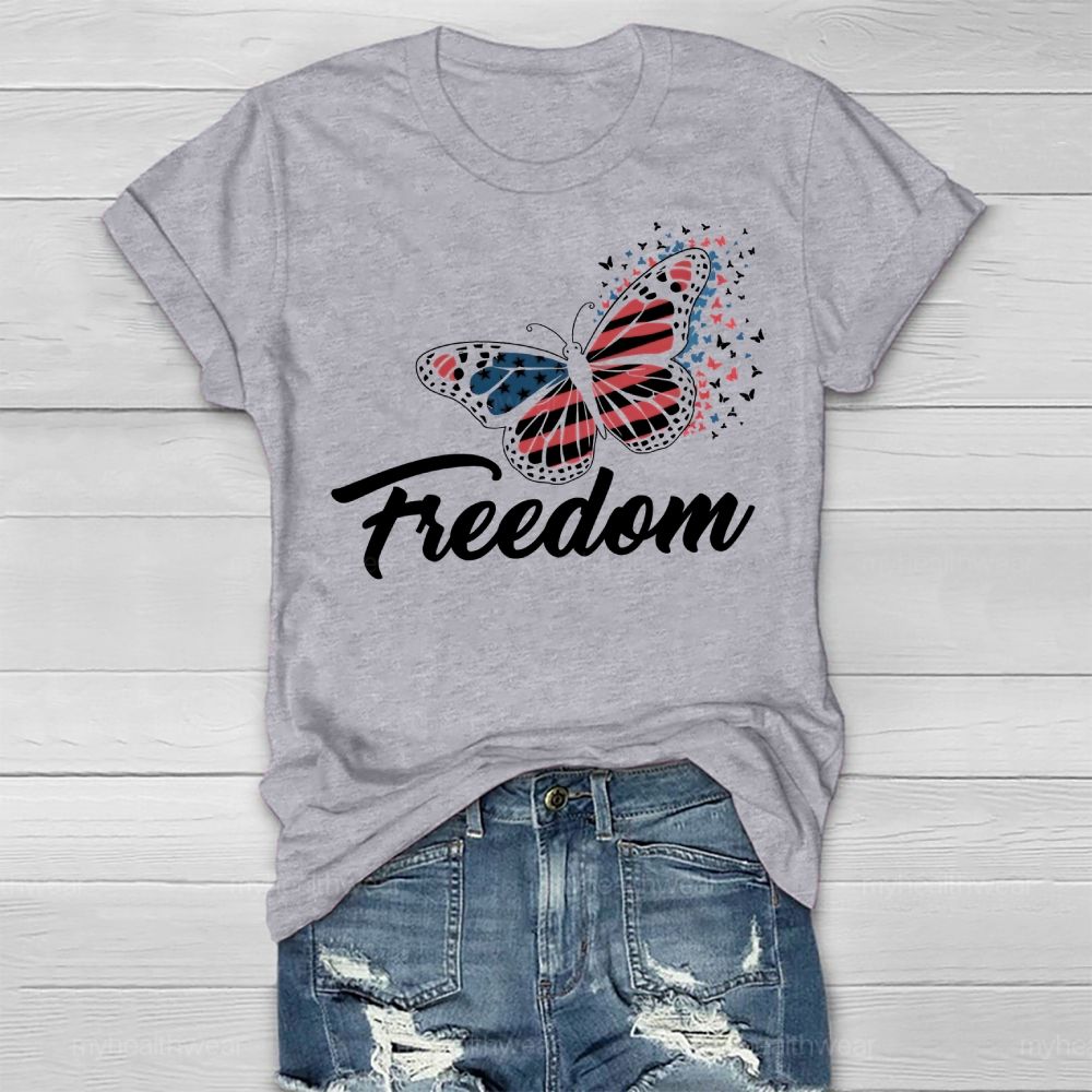 Freedom Butterfly Flag Healthwear T-shirt