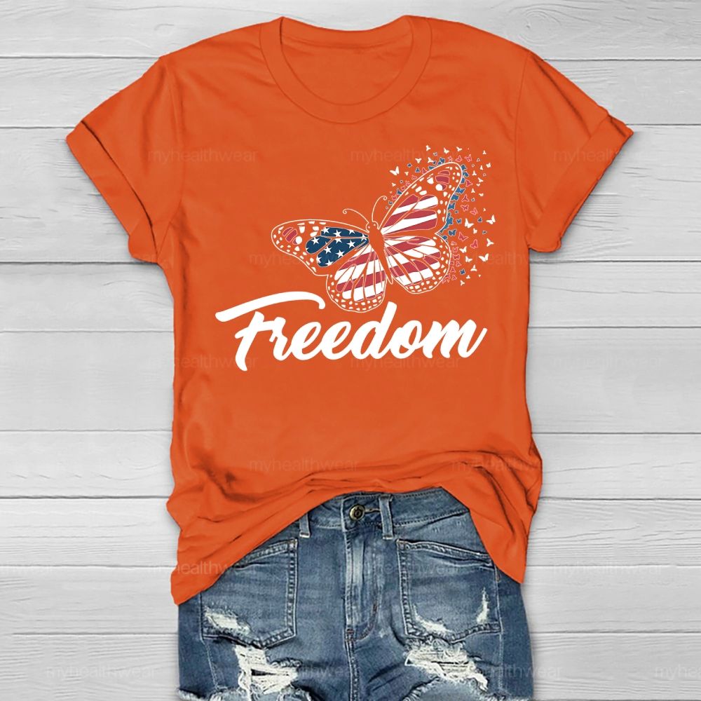 Freedom Butterfly Flag Healthwear T-shirt