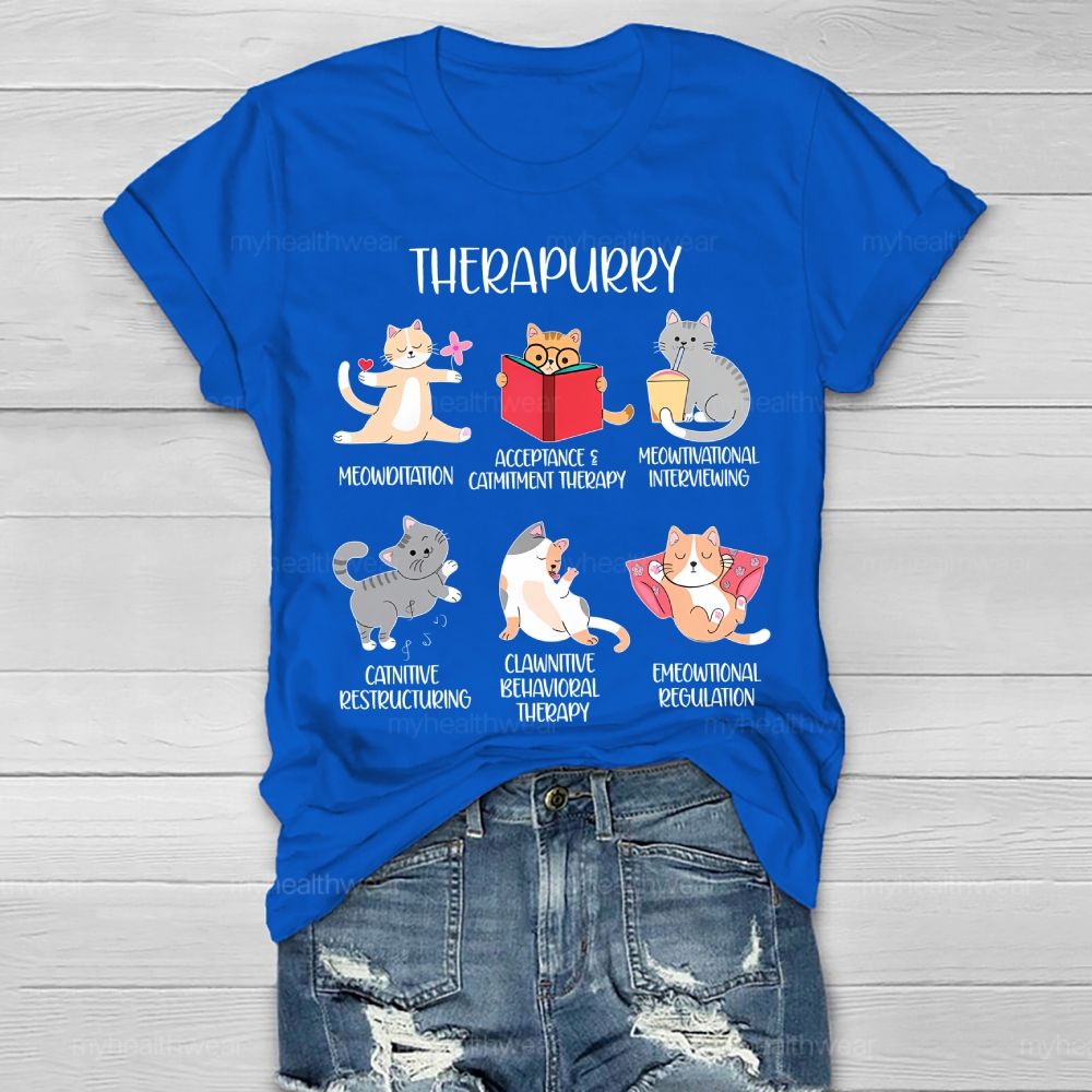 Therapurry Funny Cat Healthwear T-shirt