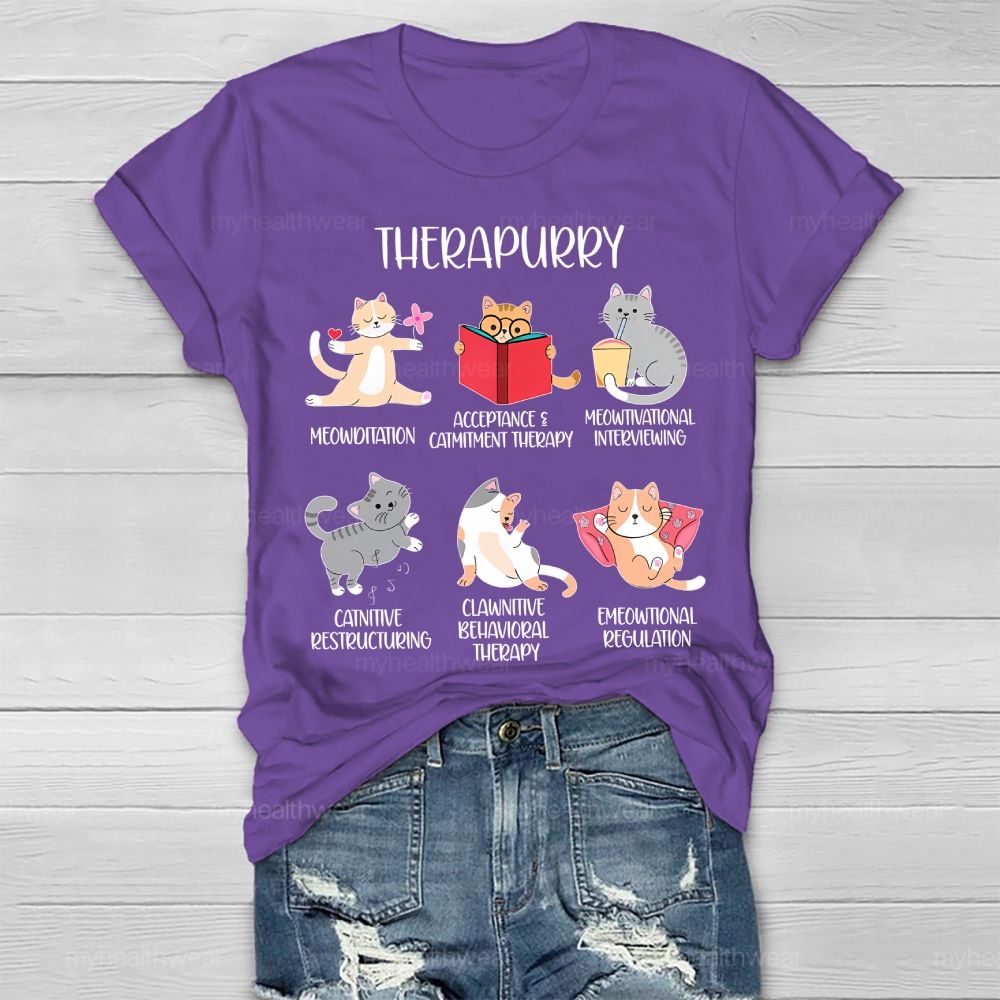 Therapurry Funny Cat Healthwear T-shirt