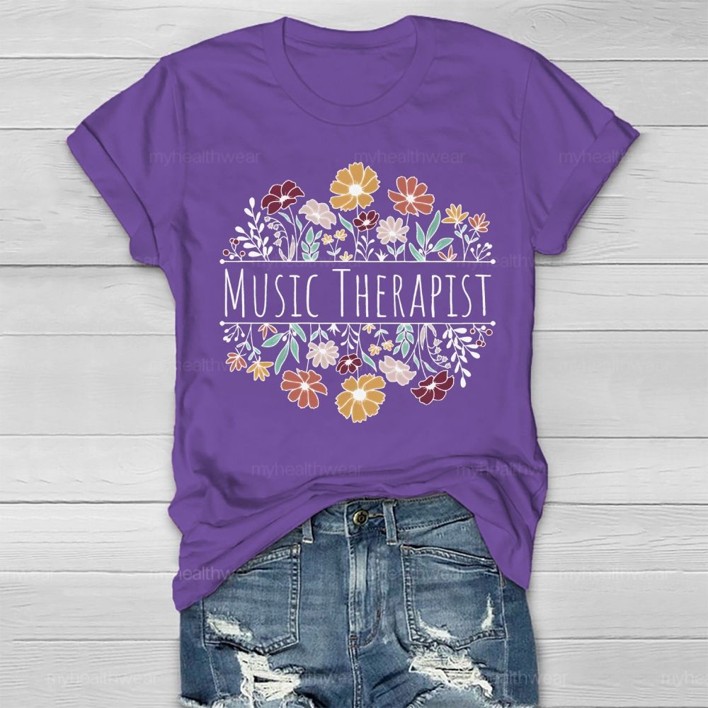 Music Therapist Flower Healthwear T-shirt