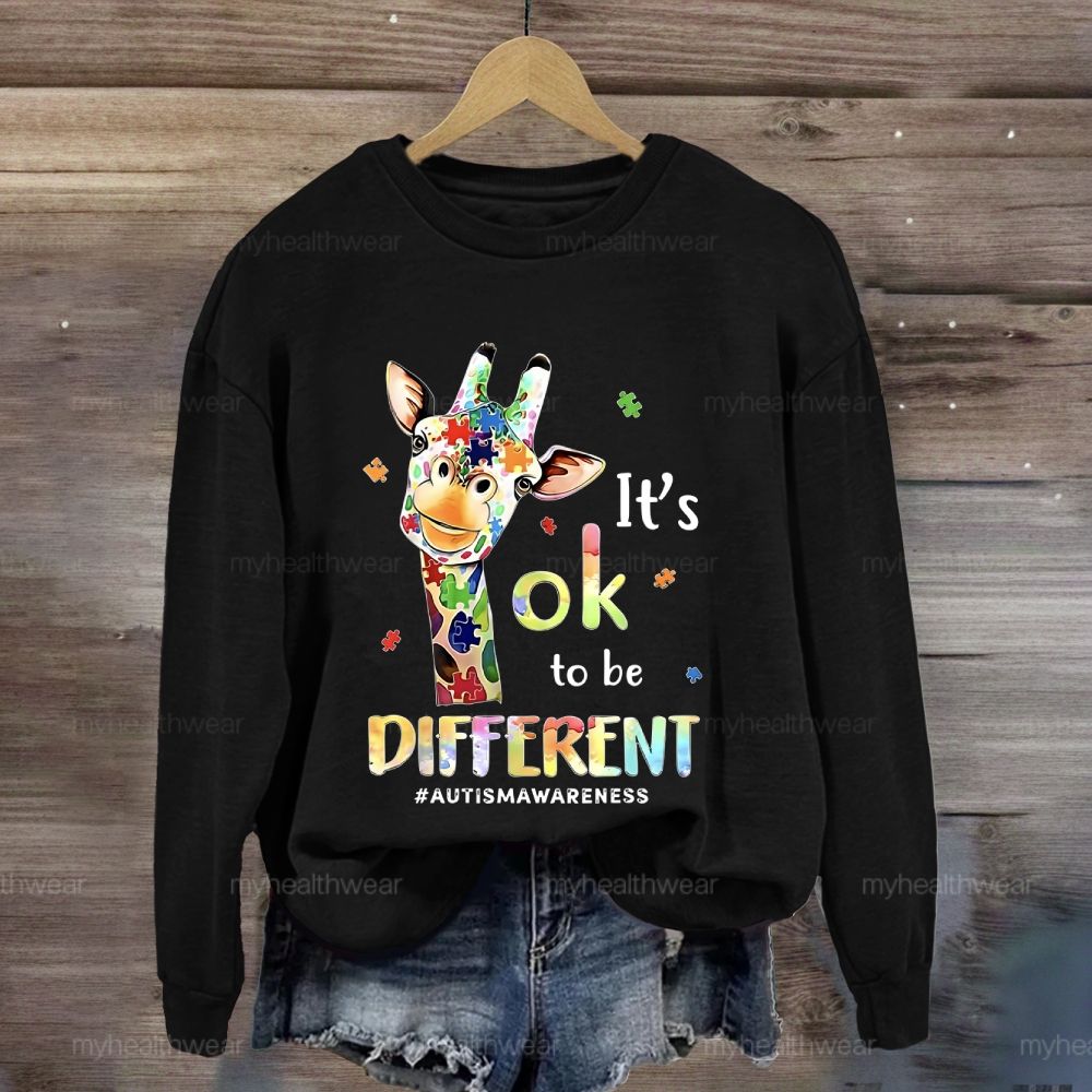It's Ok To Be Different Autism Awareness Colorful Giraffe Sweatshirt