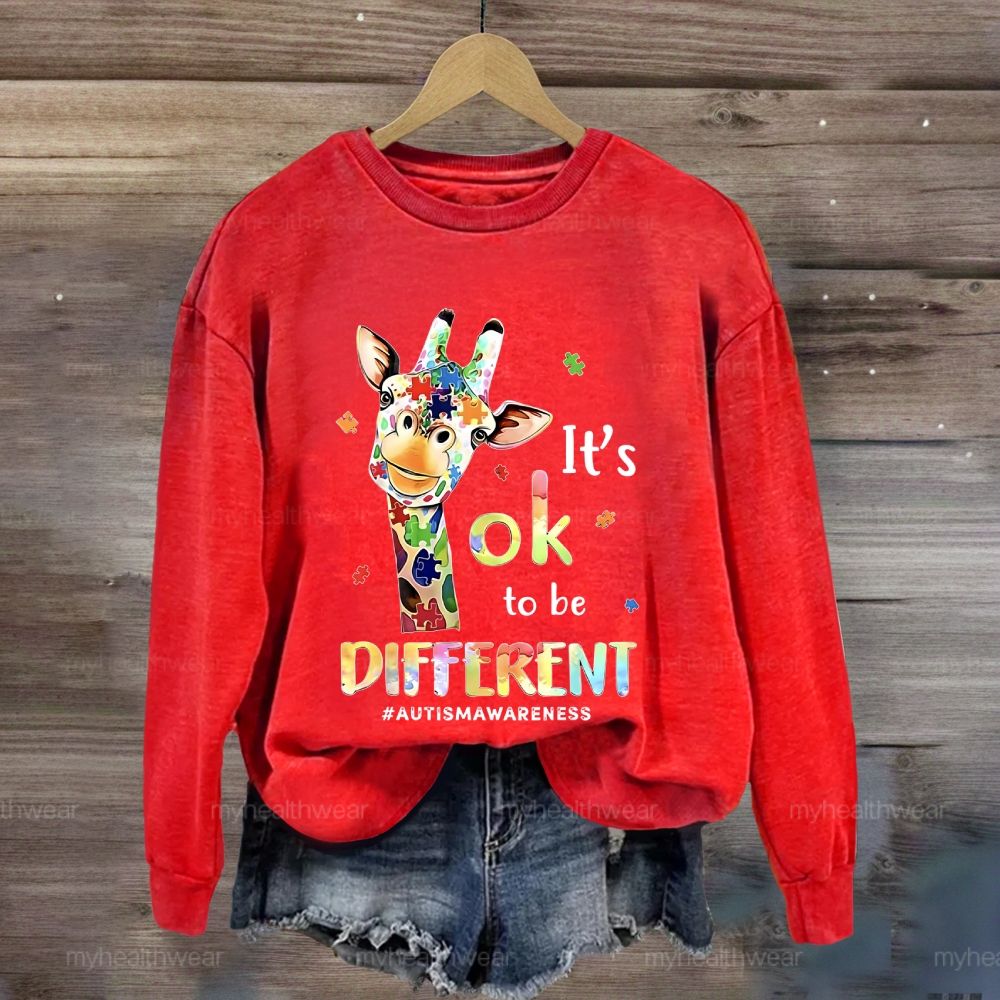 It's Ok To Be Different Autism Awareness Colorful Giraffe Sweatshirt
