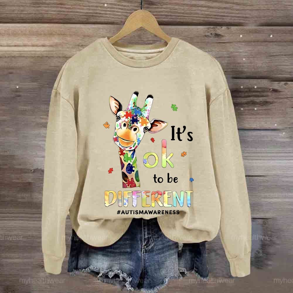 It's Ok To Be Different Autism Awareness Colorful Giraffe Sweatshirt