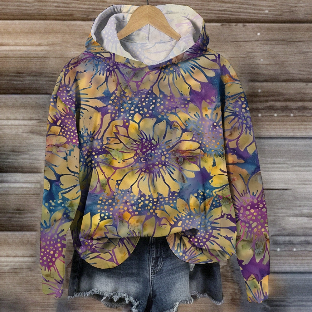 Retro Purple Flowers Hoodie