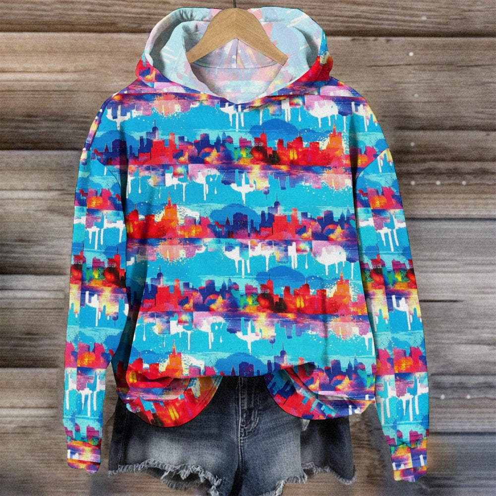 Blue Gradient Print Hoodie