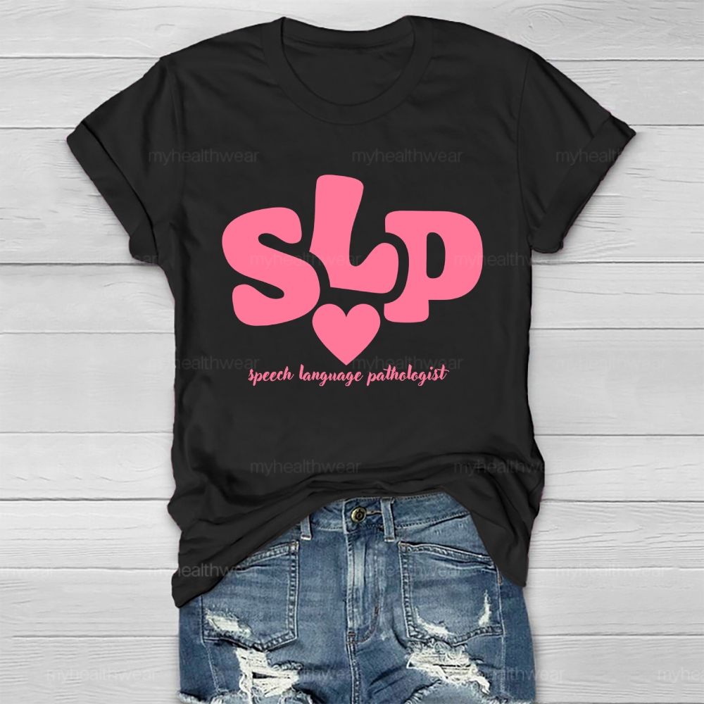 Speech Language Pathologist SLP Letters Healthwear T-shirt