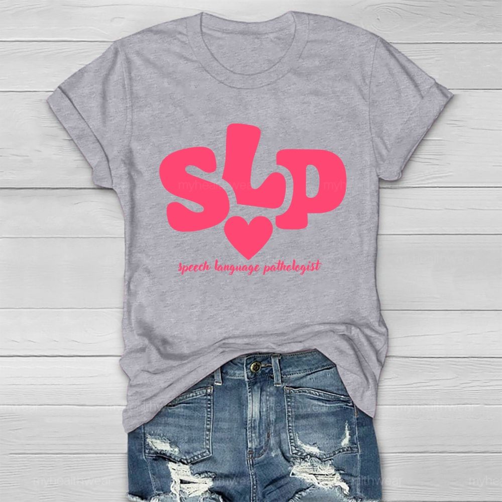 Speech Language Pathologist SLP Letters Healthwear T-shirt