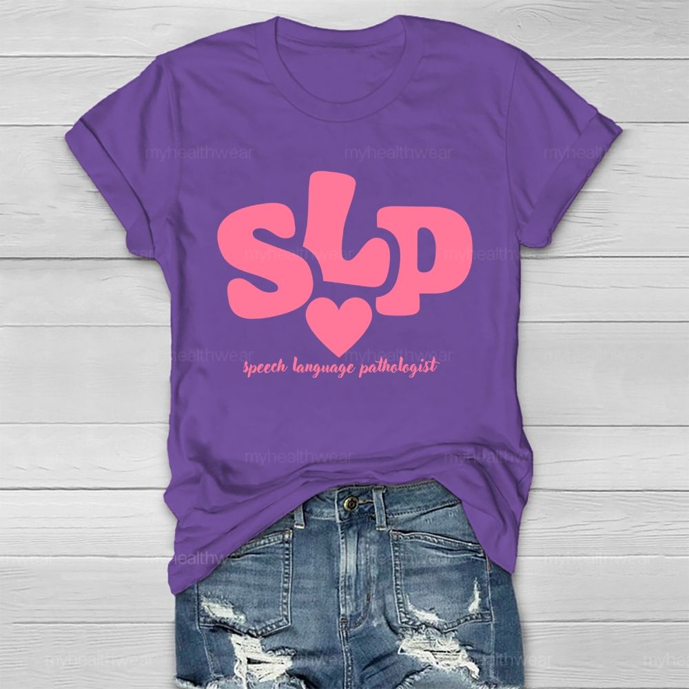 Speech Language Pathologist SLP Letters Healthwear T-shirt