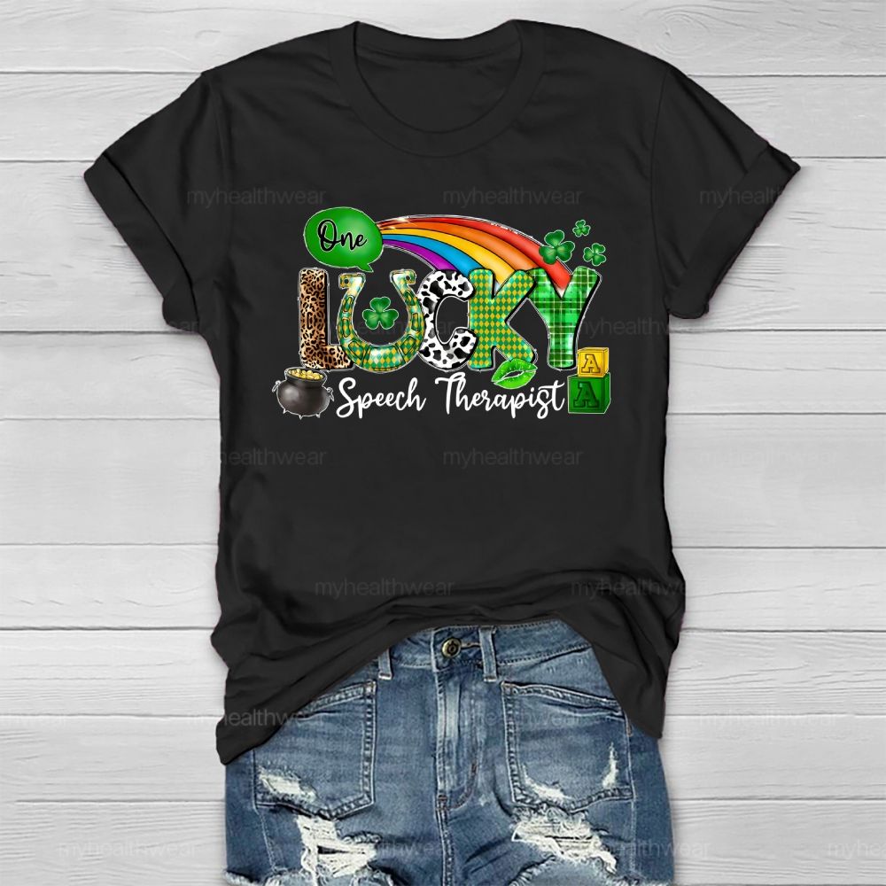 One Lucky Speech Therapist Healthwear T-shirt