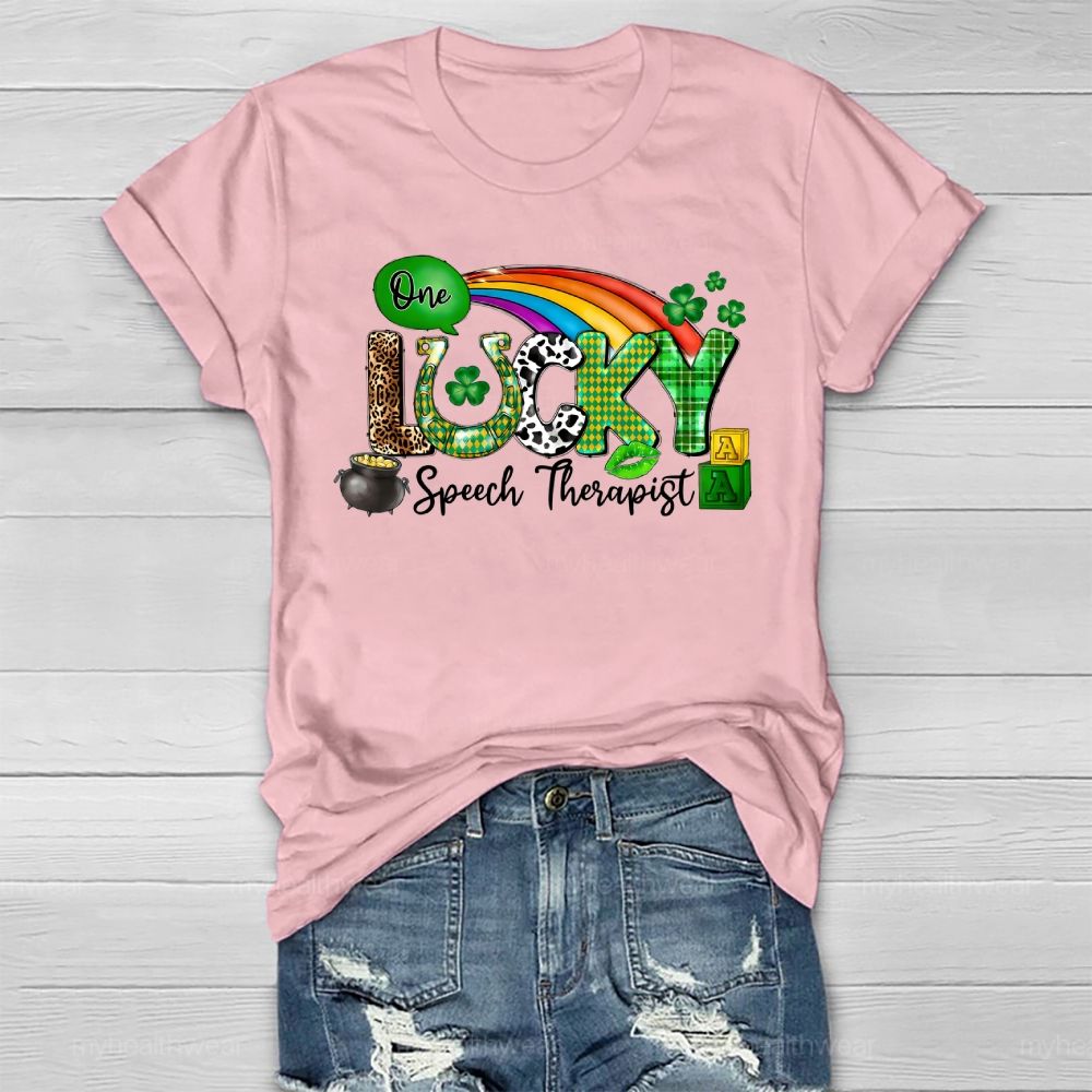 One Lucky Speech Therapist Healthwear T-shirt