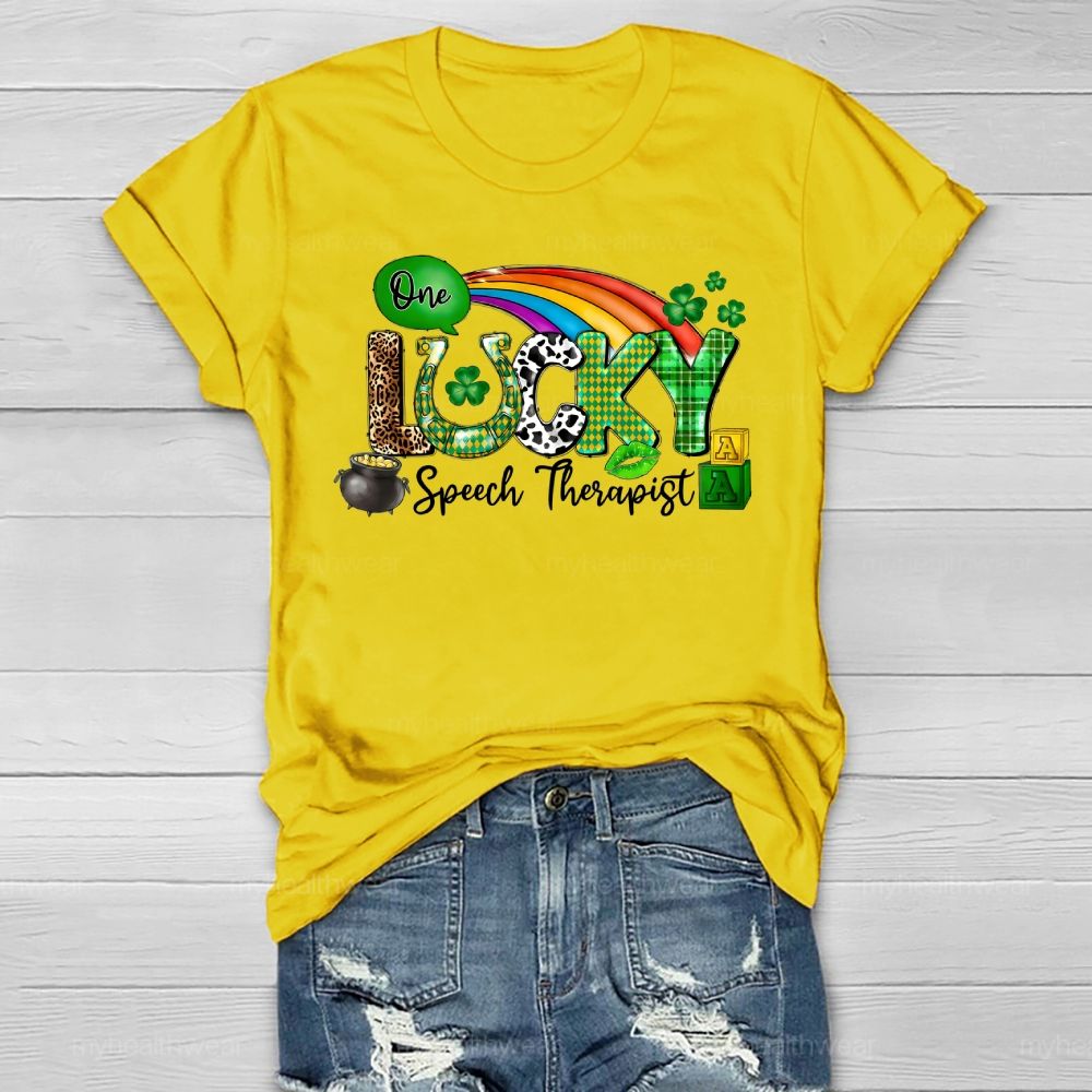 One Lucky Speech Therapist Healthwear T-shirt