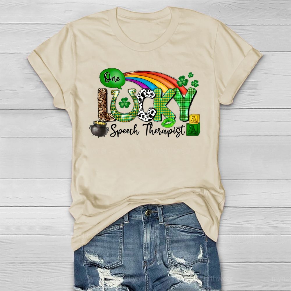 One Lucky Speech Therapist Healthwear T-shirt