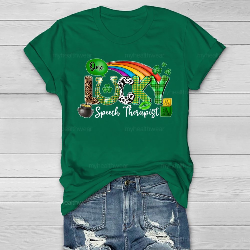 One Lucky Speech Therapist Healthwear T-shirt