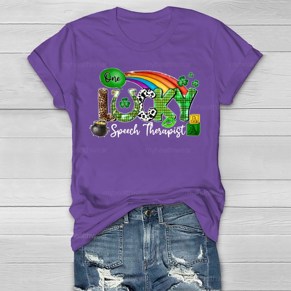 One Lucky Speech Therapist Healthwear T-shirt