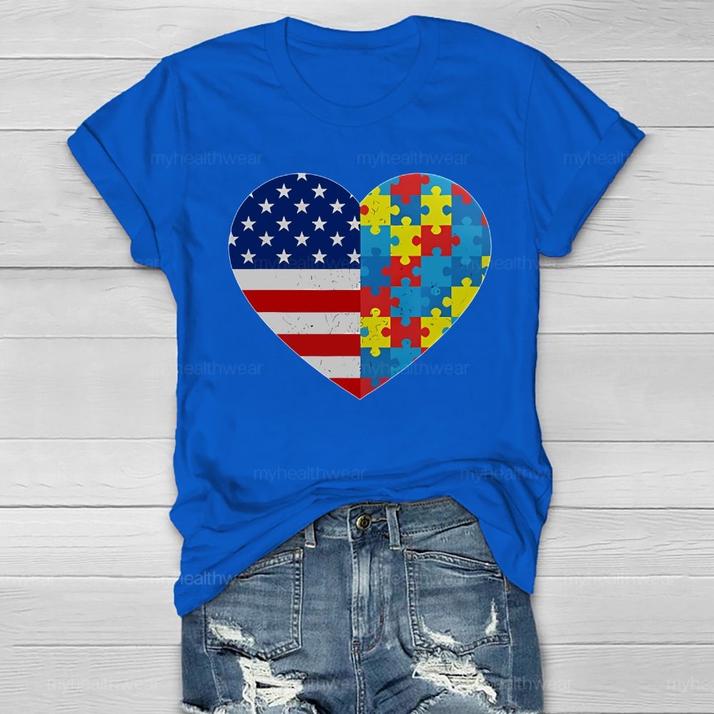 Autism Flag Heart Healthwear T-shirt