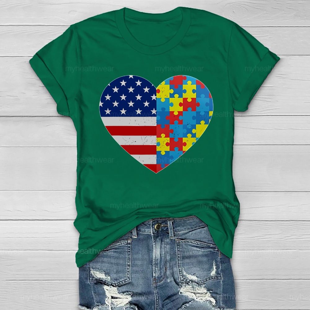 Autism Flag Heart Healthwear T-shirt