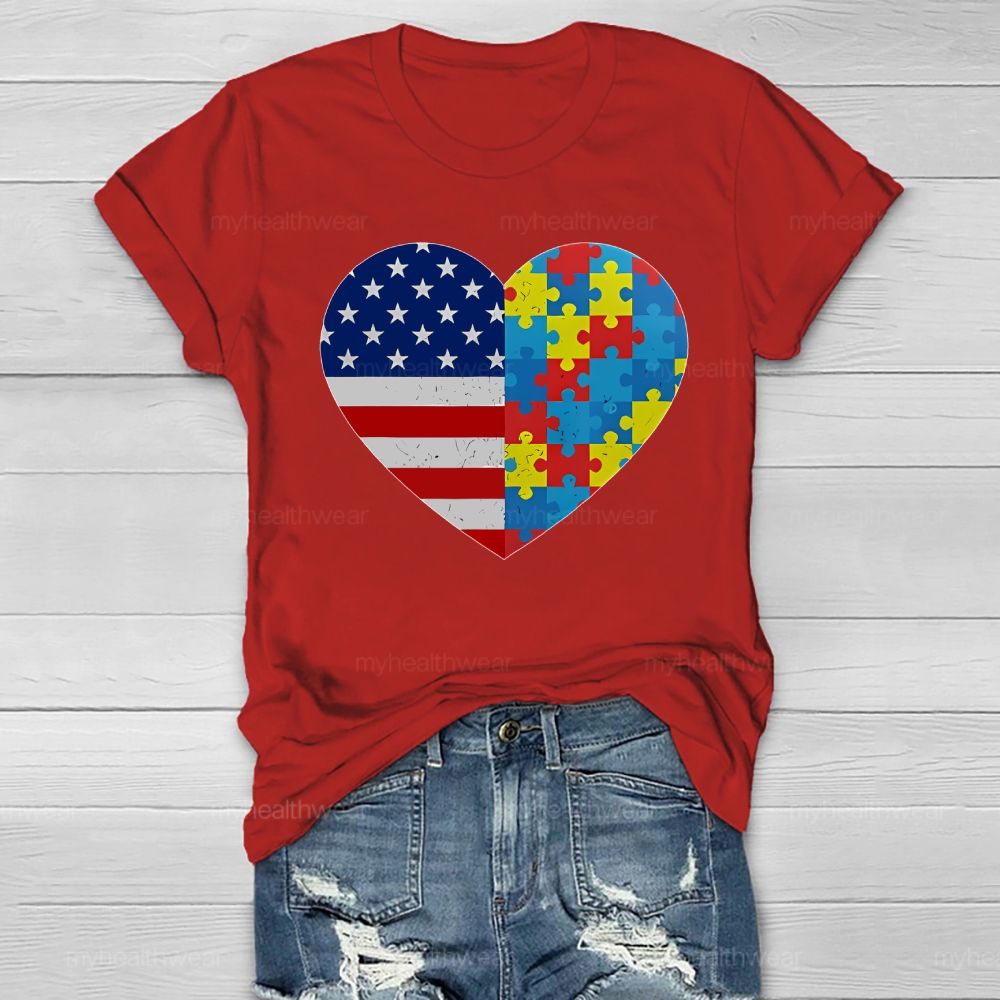 Autism Flag Heart Healthwear T-shirt