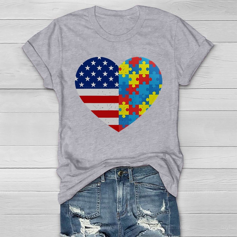 Autism Flag Heart Healthwear T-shirt