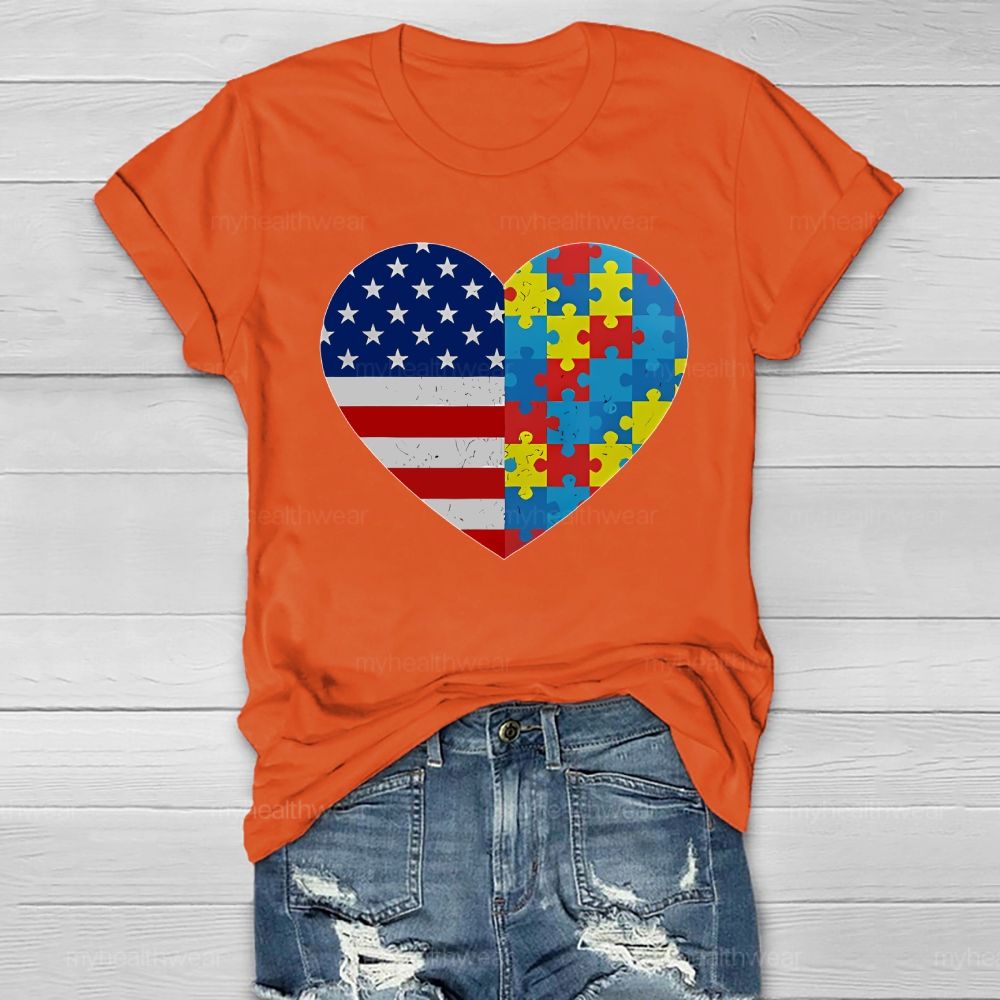 Autism Flag Heart Healthwear T-shirt