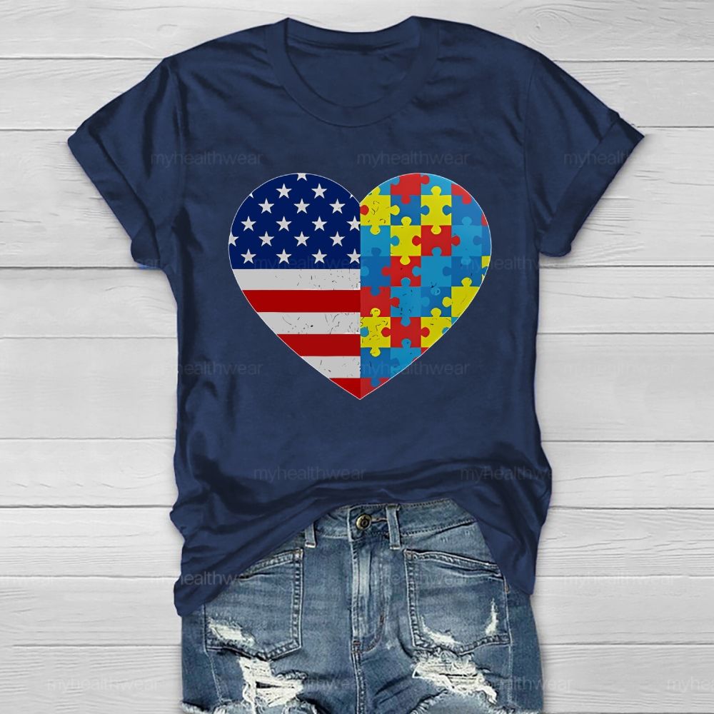 Autism Flag Heart Healthwear T-shirt