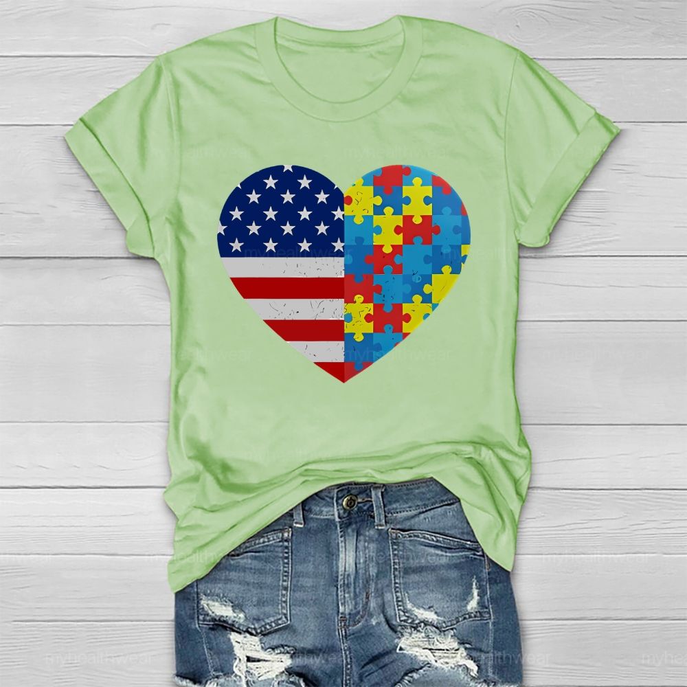 Autism Flag Heart Healthwear T-shirt