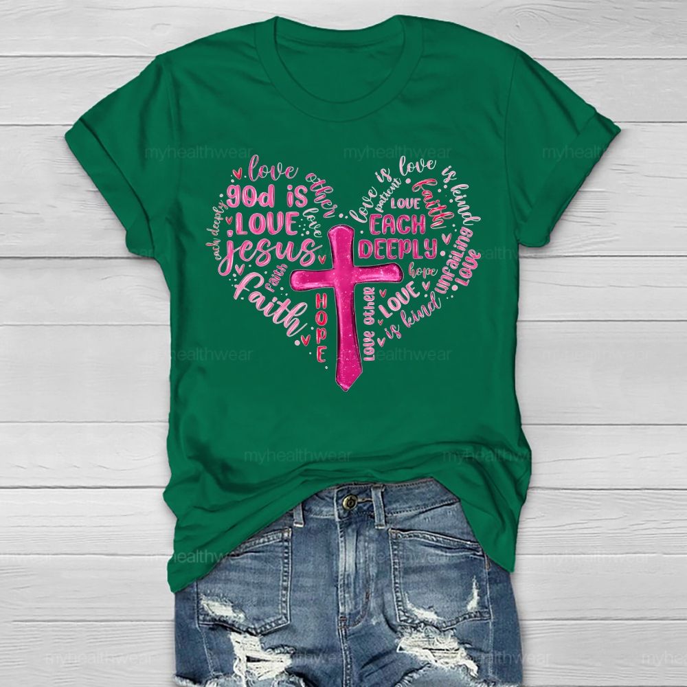 God Is Love Jesus Cross Healthwear T-shirt