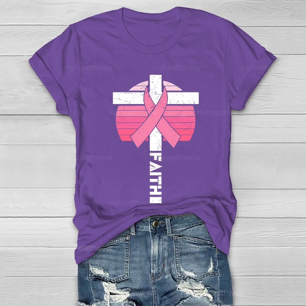 Faith Cross Pink Ribbon Healthwear T-shirt