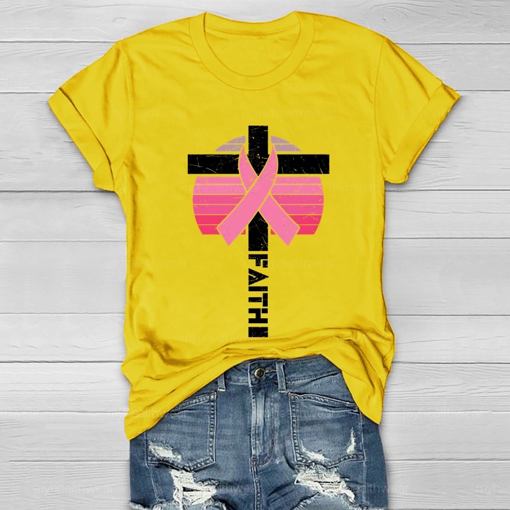 Faith Cross Pink Ribbon Healthwear T-shirt