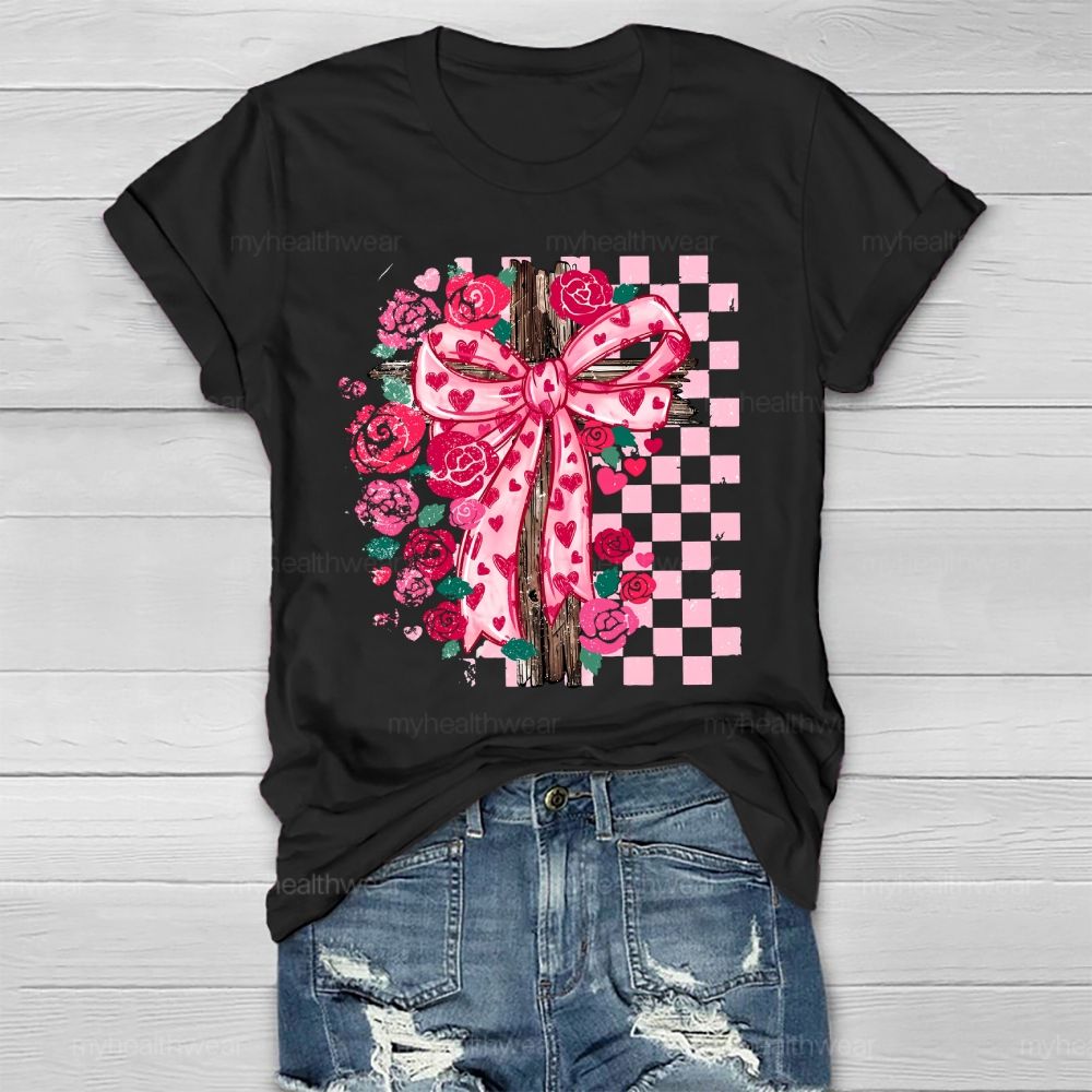 Cross Rose Valentine's Day Healthwear T-shirt
