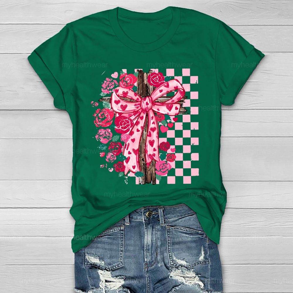 Cross Rose Valentine's Day Healthwear T-shirt