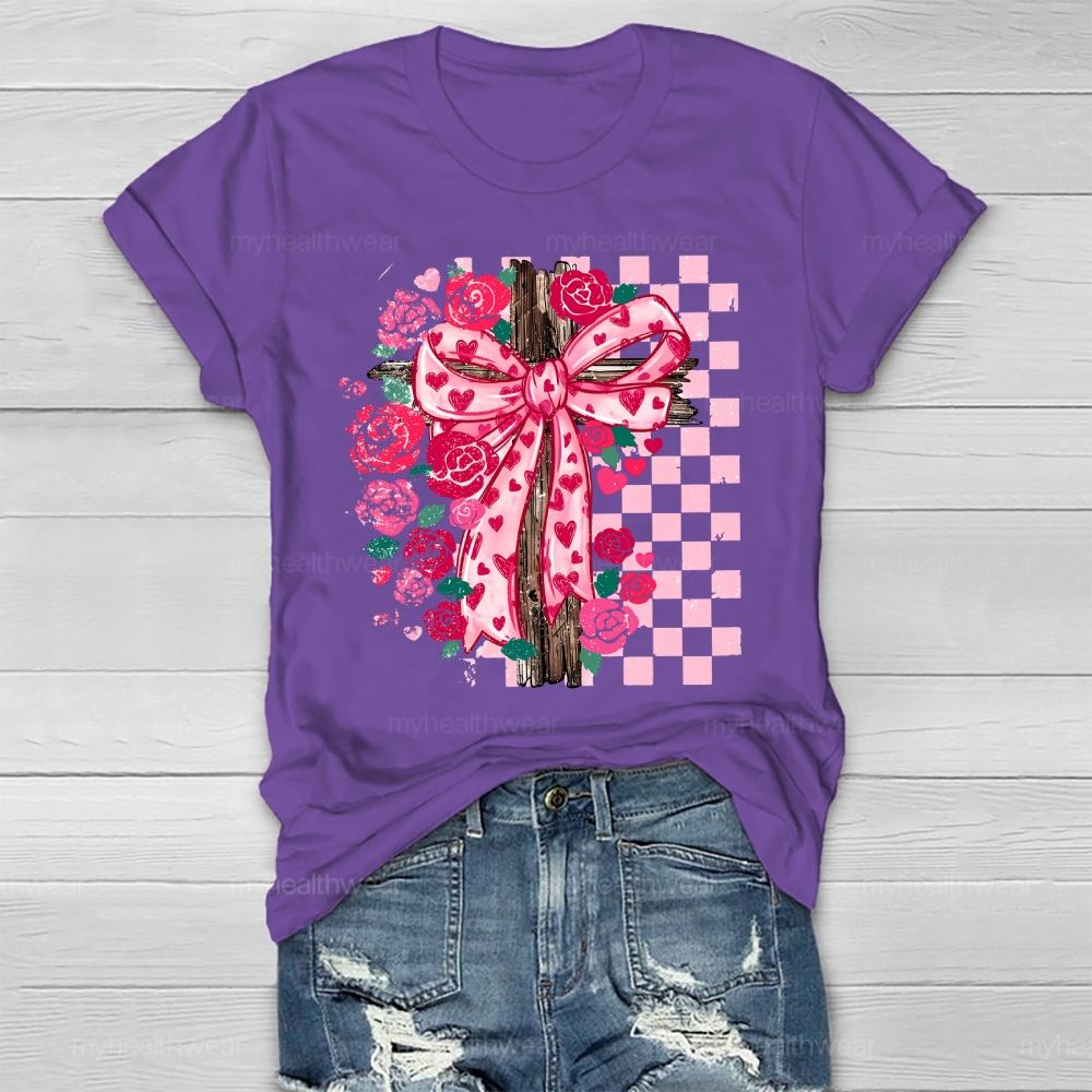 Cross Rose Valentine's Day Healthwear T-shirt