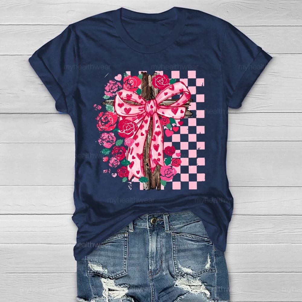 Cross Rose Valentine's Day Healthwear T-shirt