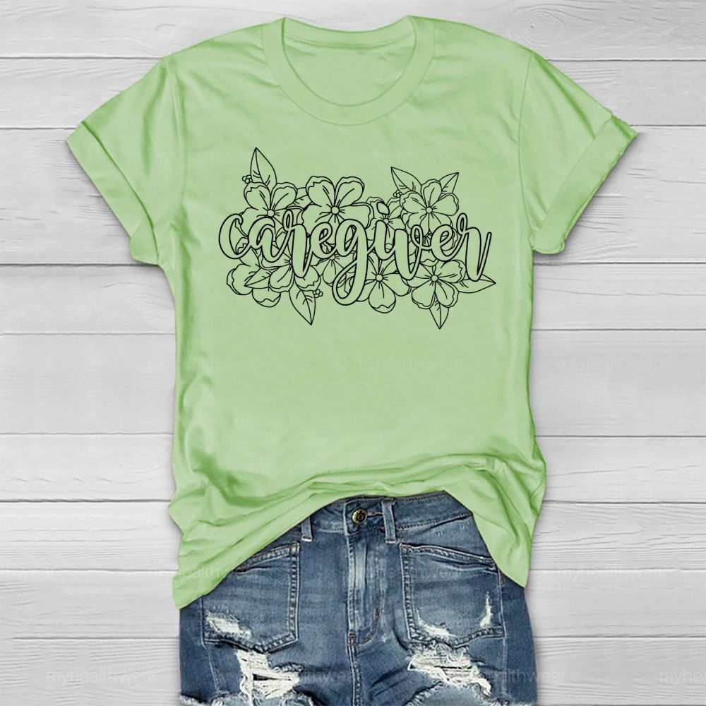 Caregiver Flower Healthwear T-shirt