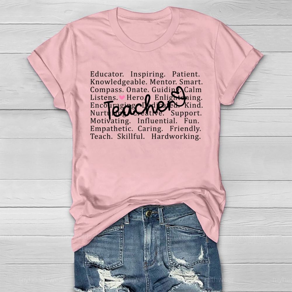 Teacher Letter Pattern Healthwear T-shirt