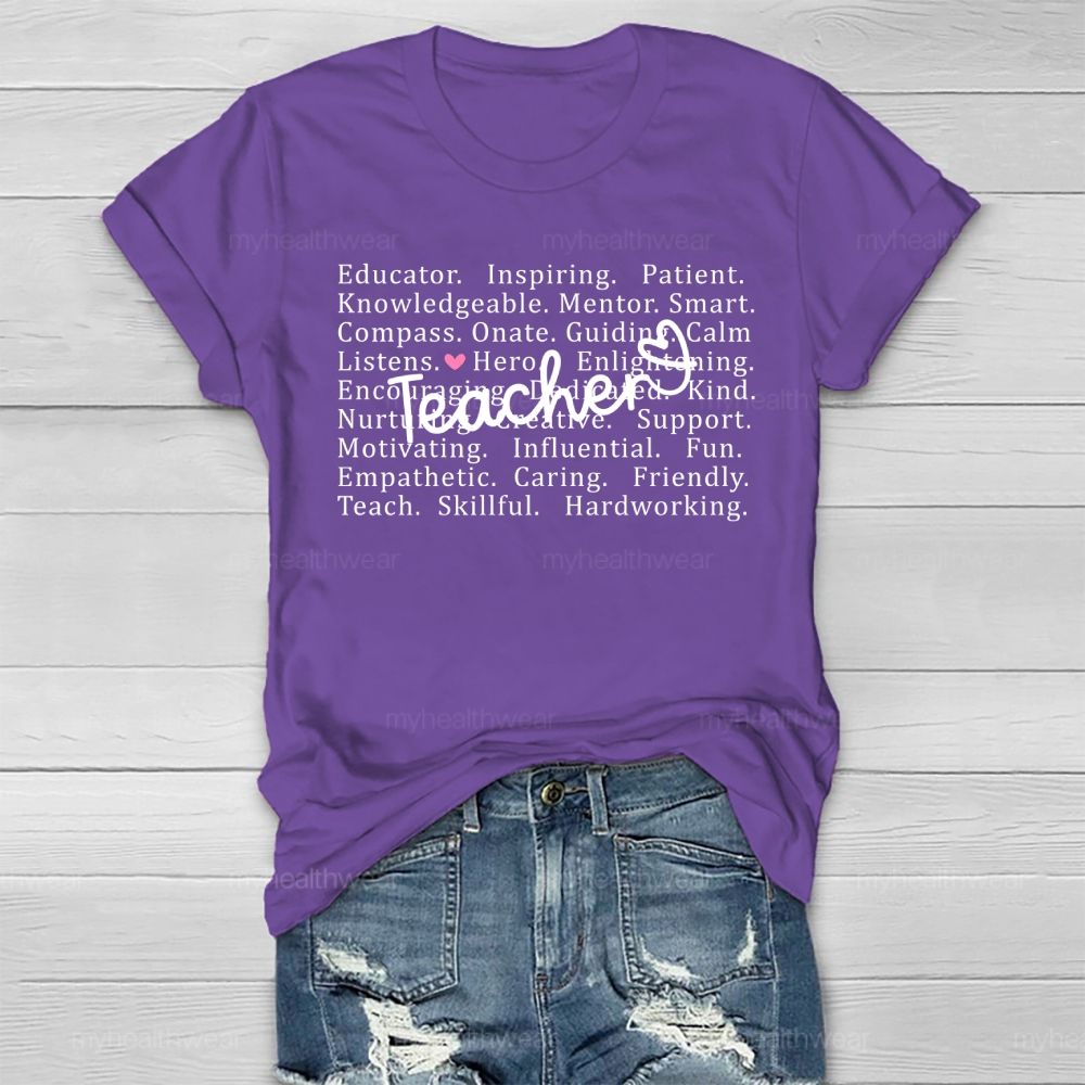 Teacher Letter Pattern Healthwear T-shirt