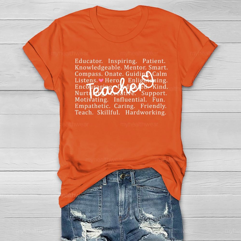 Teacher Letter Pattern Healthwear T-shirt