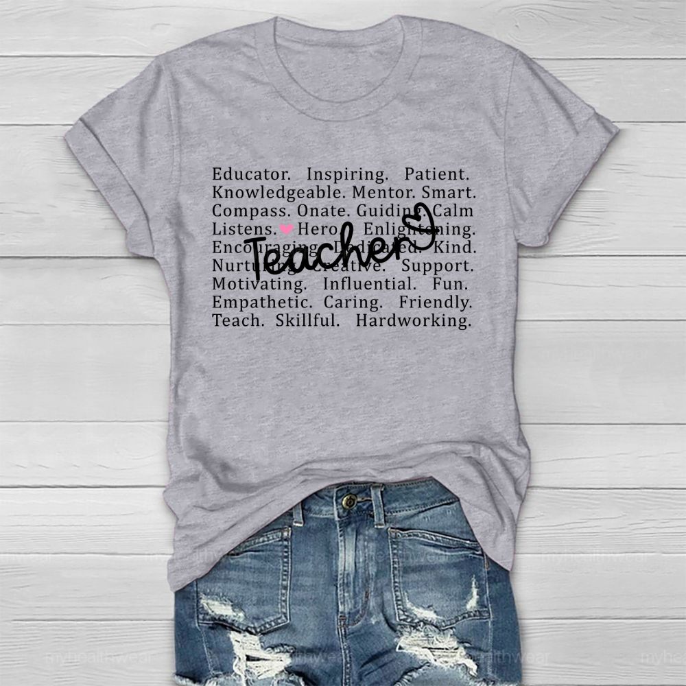 Teacher Letter Pattern Healthwear T-shirt