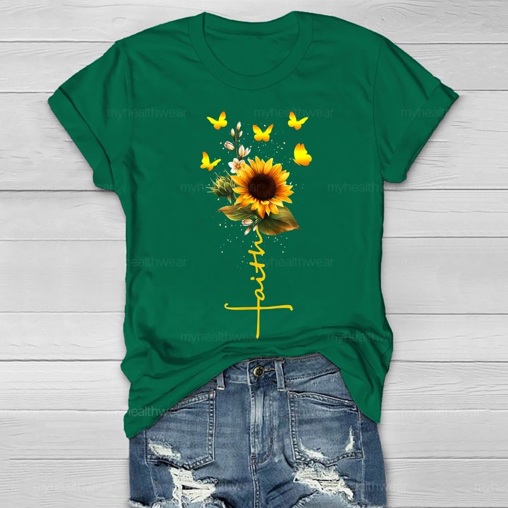 Faith Sunflower Butterfly Healthwear T-shirt